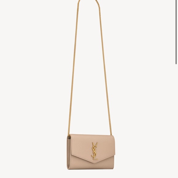Yves Saint Laurent UPTOWN CHAIN WALLET IN GRAIN DE POUDRE EMBOSSED LEATHER - Picture 1 of 6
